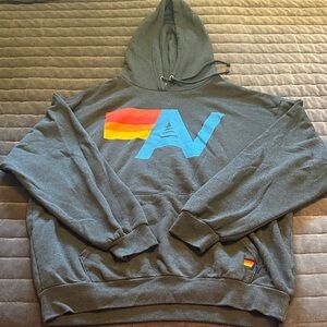 Aviator Nation logo pullover relaxed hoodie, charcoal, size M (unisex)